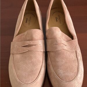 Clarks Blush Suede Loafers
